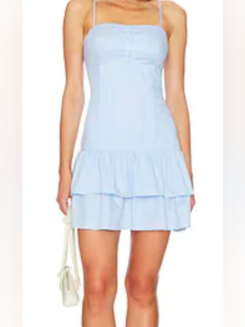 Madden NYC Light Blue Tiered Spaghetti-Strap Mini Dress, Size Medium
